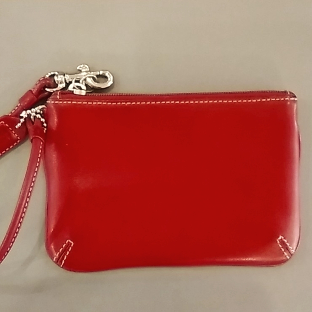 Coach red leather wristlet